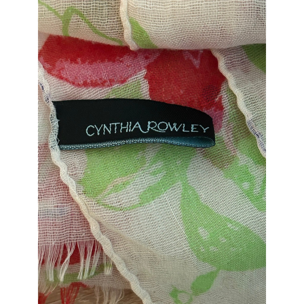 Women's Cynthia Rowley Floral Scarf & Wrap One Size White Red - Picture 5 of 7
